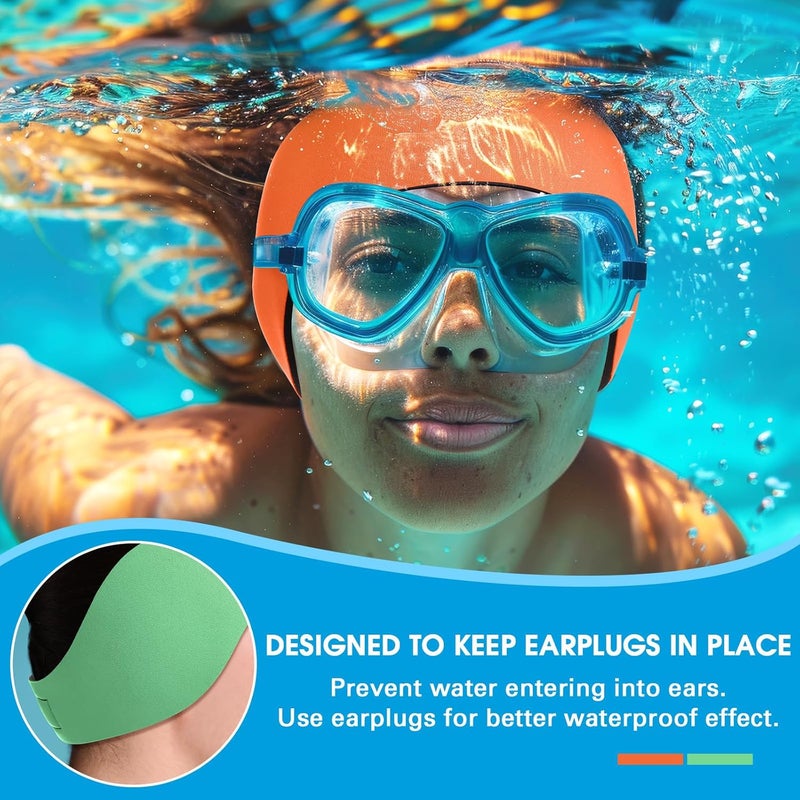 Lunmon 2 Pairs Swimming Headbands Adjustable Water Headbands for Adults Waterproof Safety Earplugs Swimming Earband Protectors for Pool, Surfing, Diving and Water Sports - Image 4